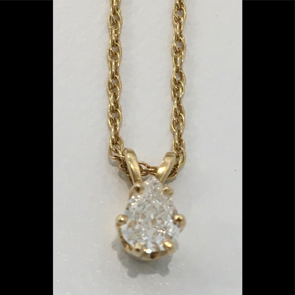 Pear Shape Diamond Pendant Necklace - Picture 2 of 10